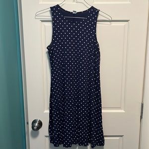 Chic Navy & White Polka Dots Swing Mini Dress